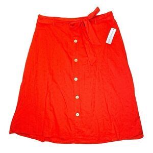 Garfield & Marks Sz XL Embroidered Lined Skirt Button Front Tie Elastic Waist